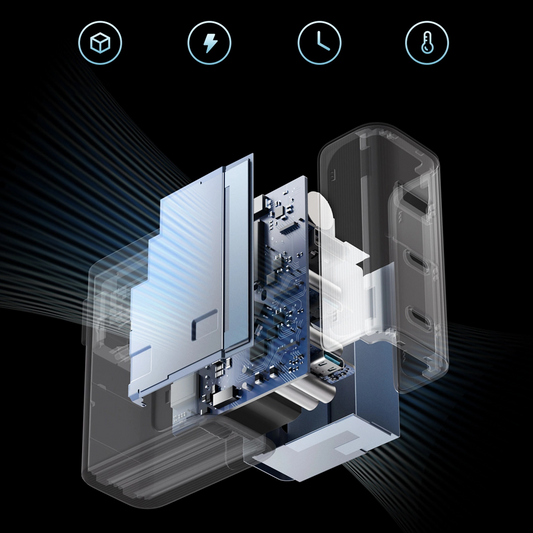 Cuktech Network Charger with USB-C Cable, 100W, 5A, 1 x USB-A - 2 x USB-C, Gray CUKAD1003EUG