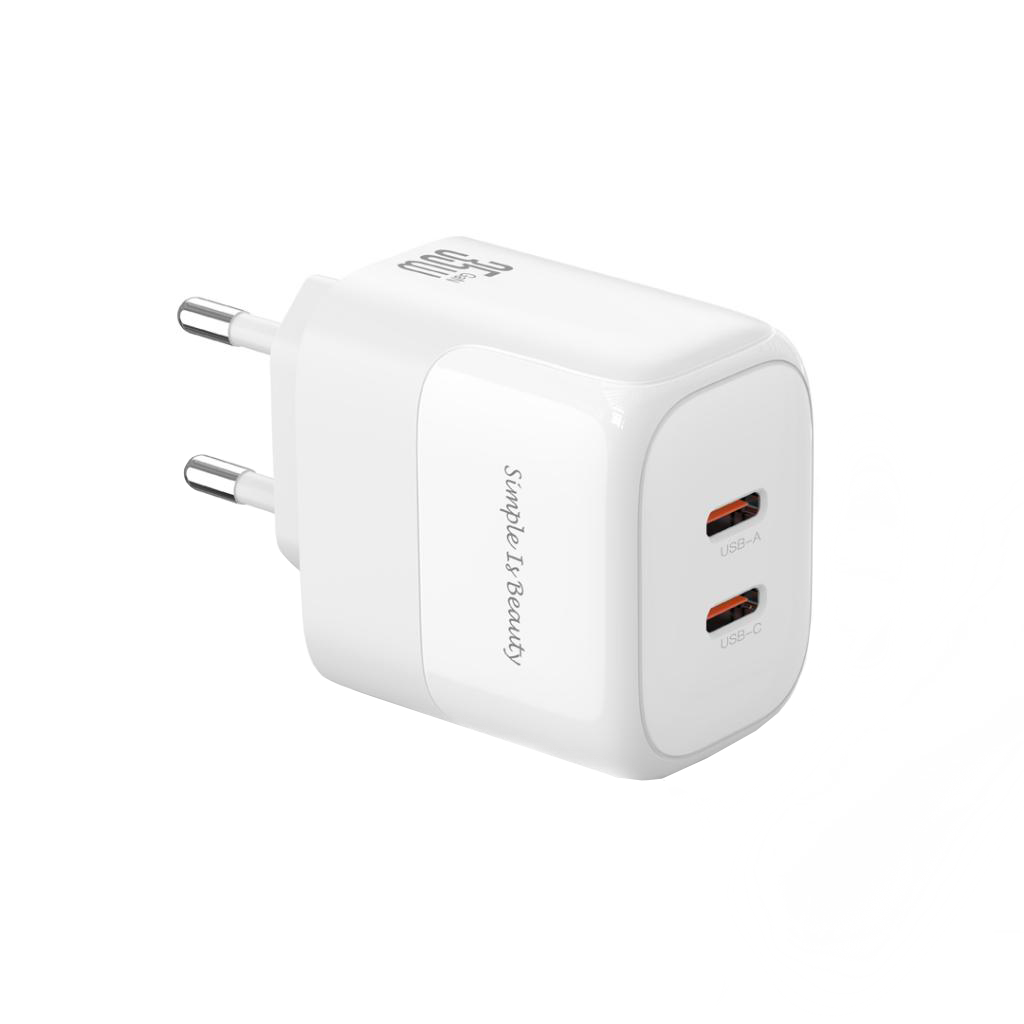 Network Charger with Lightning Cable XO Design L140, 35W, 3A, 2 x USB-C, White
