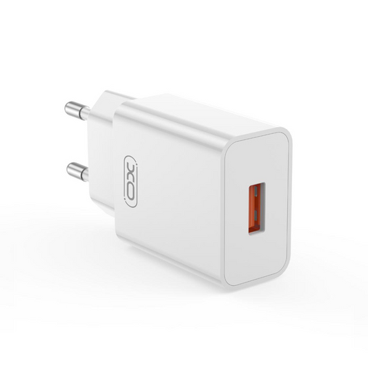 XO Design L127 USB-C Cable Wall Charger, 18W, 3A, 1 x USB-A, White
