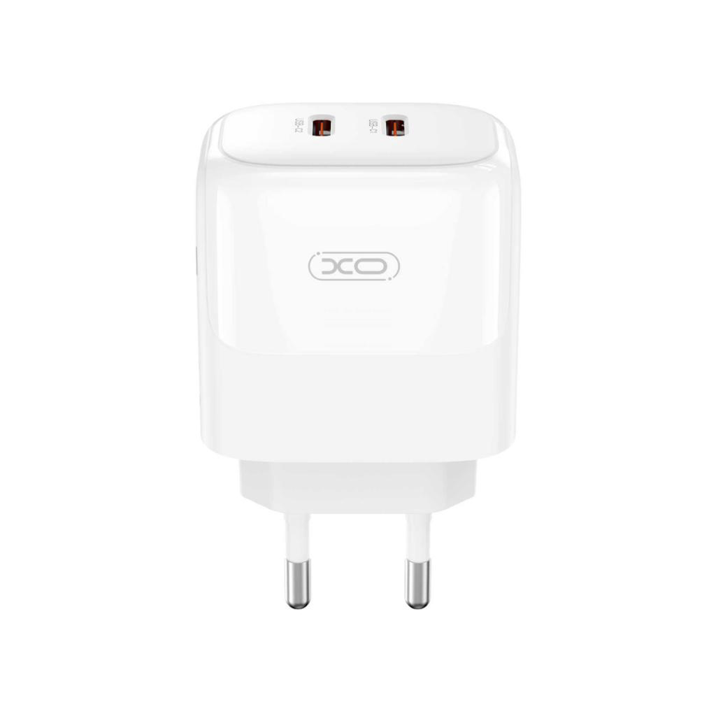 Network Charger with Lightning Cable XO Design L140, 35W, 3A, 2 x USB-C, White