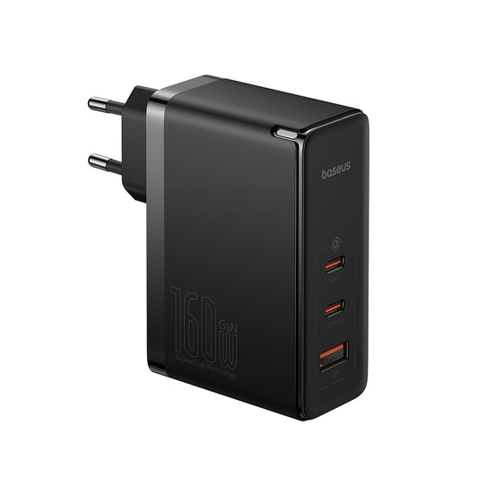 Baseus GaN5 Pro Network Charger with USB-C Cable, 160W, 5A, 1 x USB-A - 2 x USB-C, Black P10110825113-00