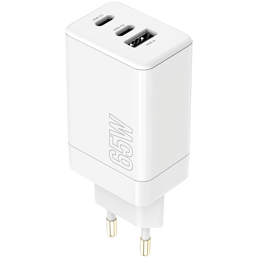 MaXlife Network Charger MXTC-08-65ACC, 65W, 3.25A, 1 x USB-A - 2 x USB-C, White