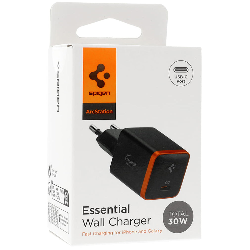 Spigen EE301EU Arcstation Essential Wall Charger, 30W, 3A, 1 x USB-C, Black ACH08448