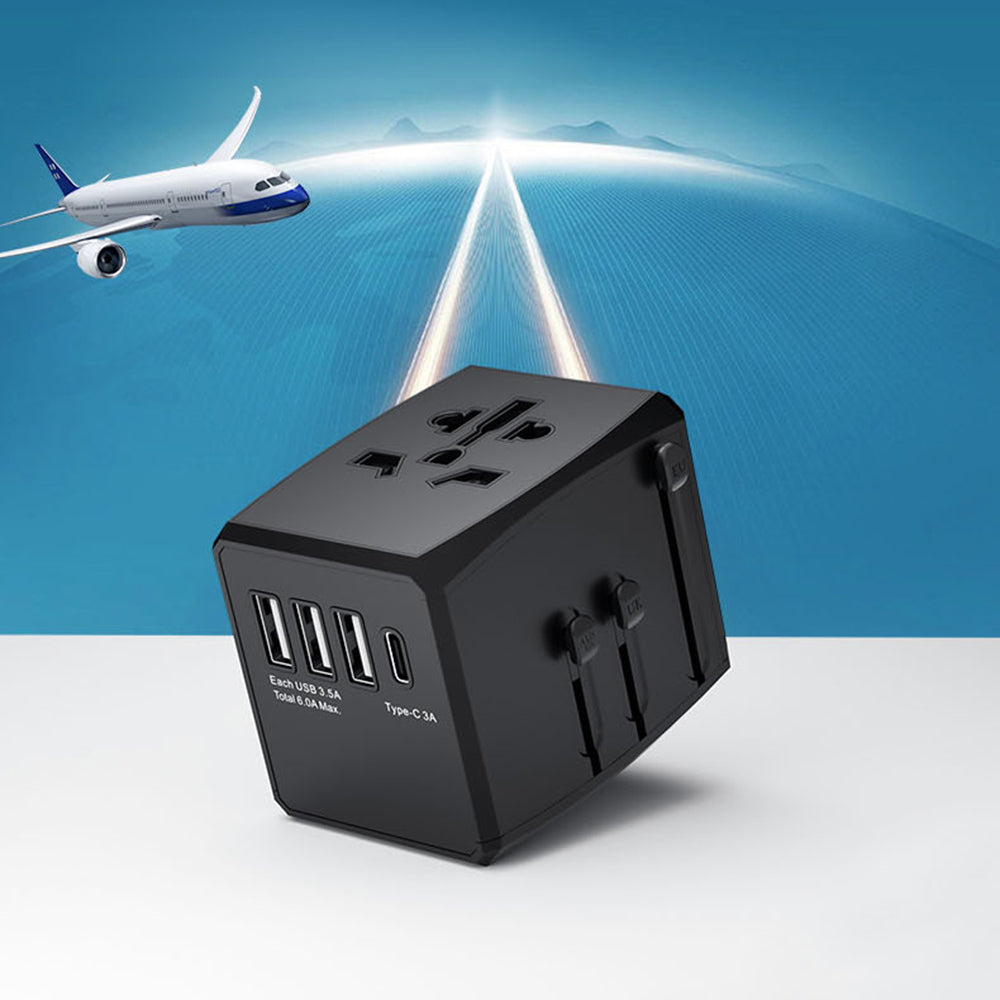 Techsuit HHT904-B3 Travel Network Charger, 30W, 3A, 3 x USB-A - 1 x USB-C, Black