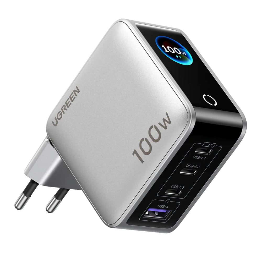 UGREEN Nexode Pro X772 (95942B) Display Wall Charger, 100W, 5A, 1 x USB-A - 3 x USB-C, Gray