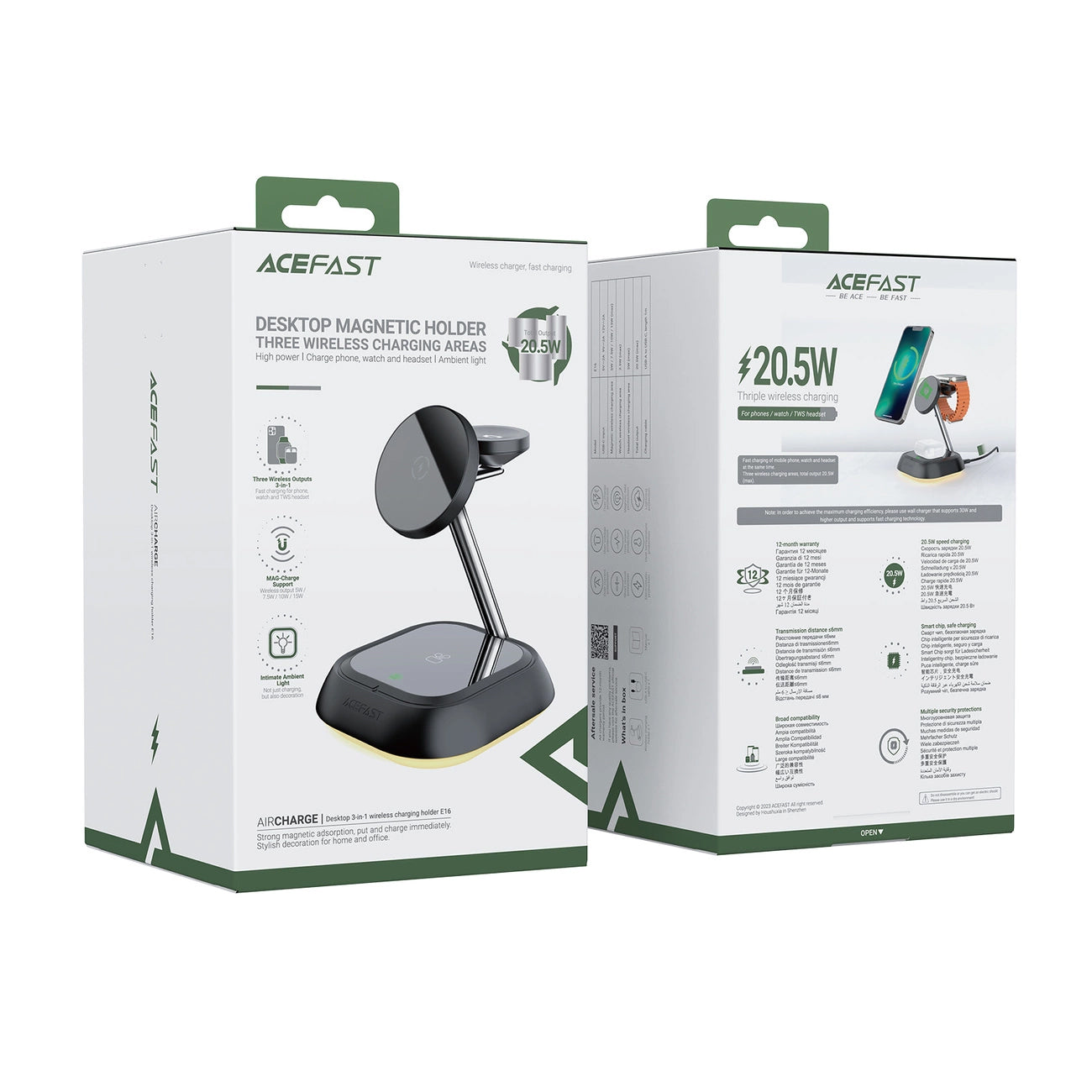Acefast E16 3in1 Wireless Network Charger, 15W, 1.67A, Black