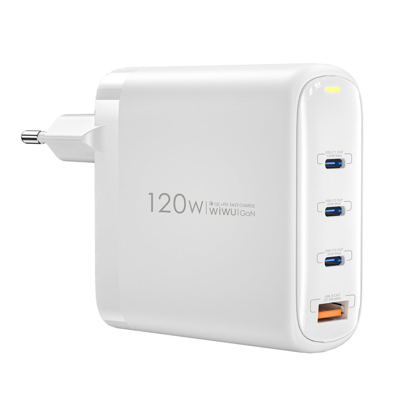 Network Charger WiWu Wi-U020, 120W, 3A, 1 x USB-A - 3 x USB-C, White