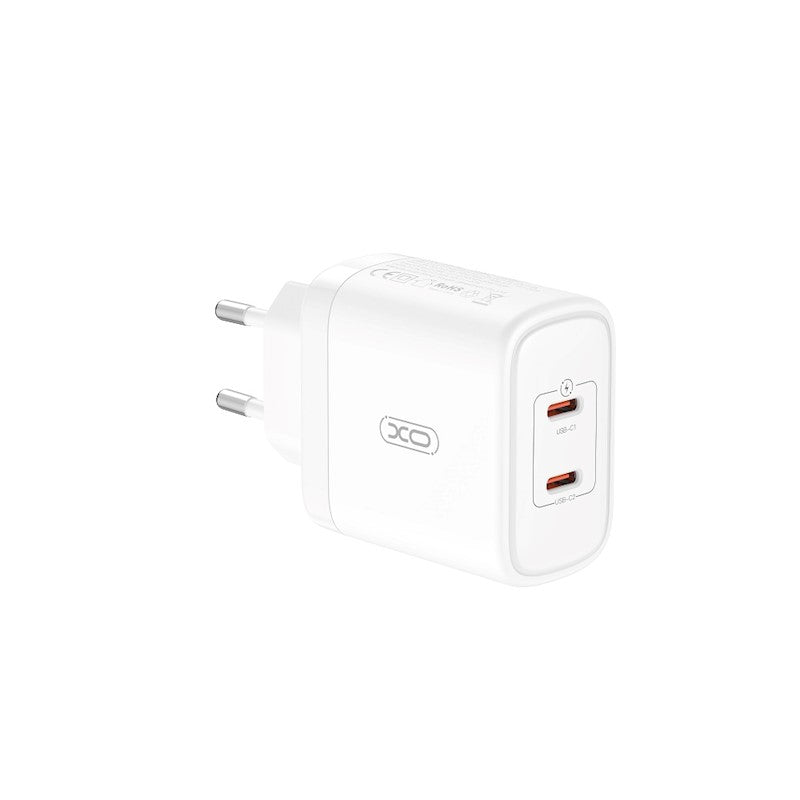 Network Charger XO Design CE08, 50W, 3A, 2 x USB-C, White