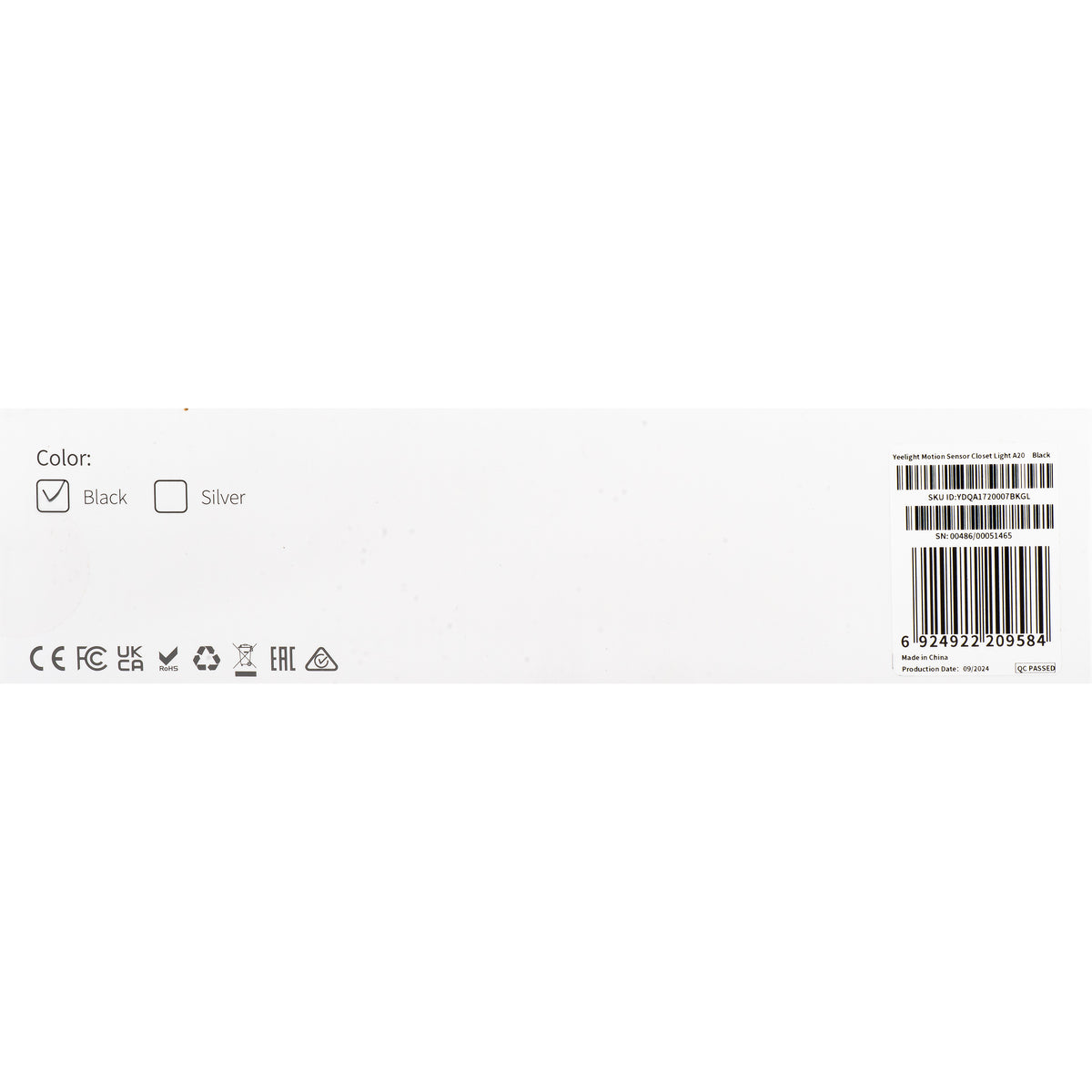 Yeelight A20 LED Cabinet Lamp, 1.2W, 2700K, Sensor, 20cm, Black YLCG002