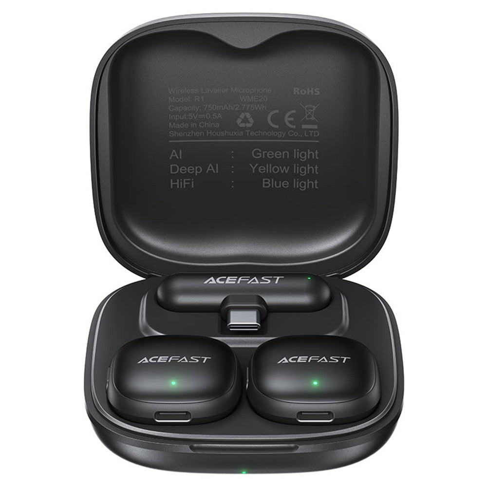 Acefast R1 Lavalier, USB-C, Set of 2 pieces, Black