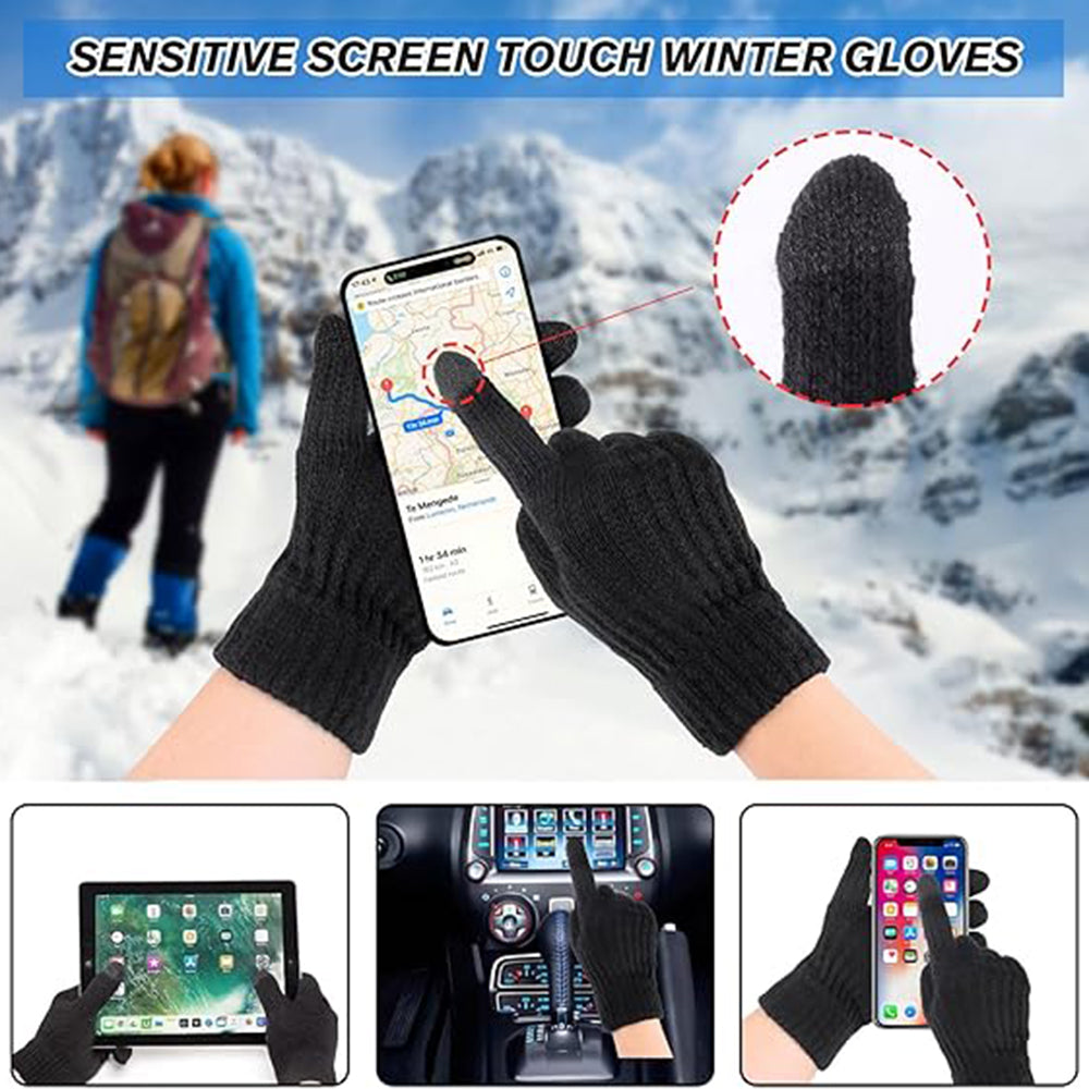 Techsuit Women's Winter Touchscreen Gloves ST0015, Size 17cm, Black