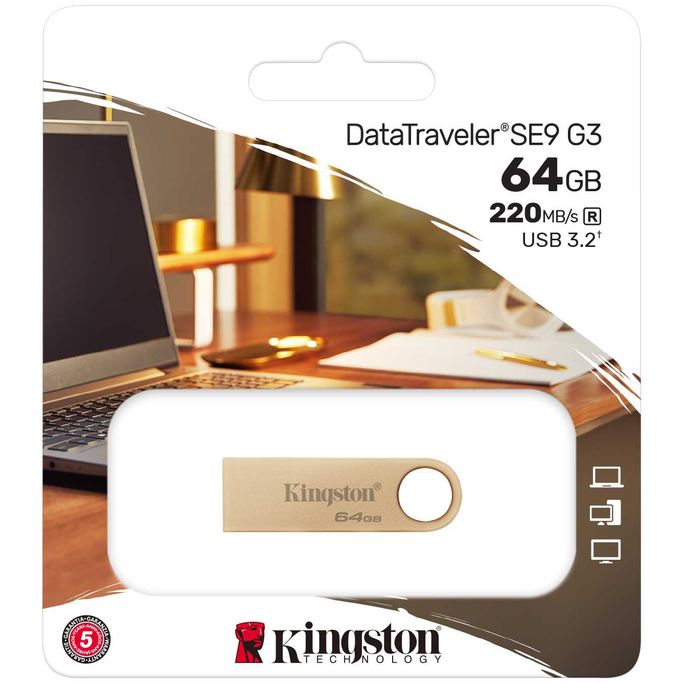 Kingston DT SE9 G3 USB-A 3.2 External Memory, 64Gb DTSE9G3/64GB