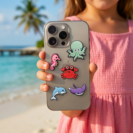 3D OEM Ocean Sticker for Phone / Tablet Case, Set of 5, Multicolor