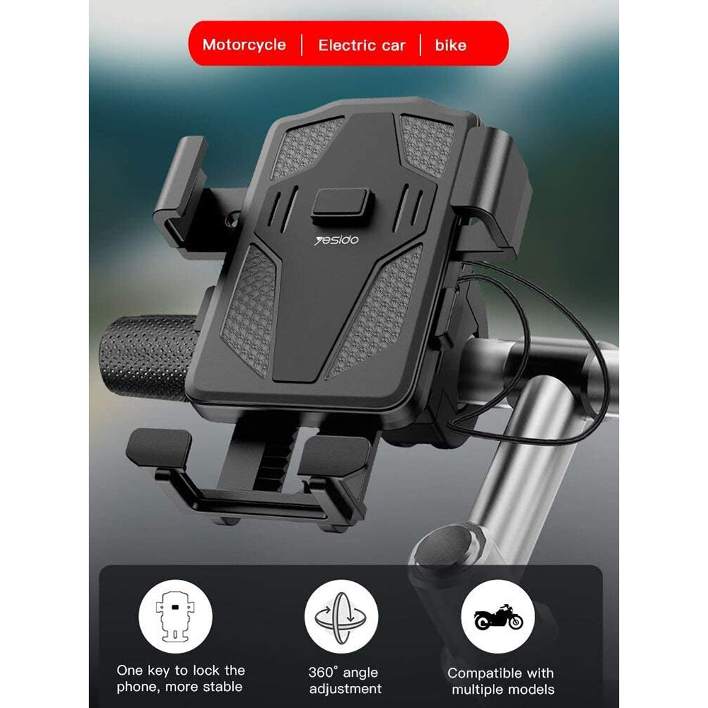 Yesido C94 Motorcycle Bicycle Holder, 4inch - 6.5inch, Black