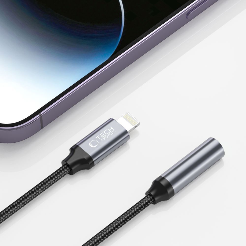 Lightning to 3.5mm Tech-Protect Ultraboost Audio Adapter, Black