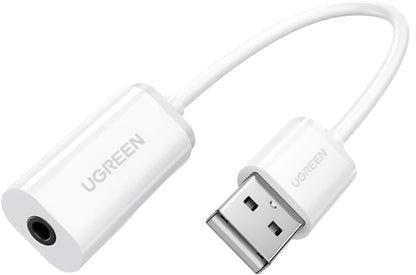 UGREEN US206 Audio Adapter, USB-A - 3.5mm, White