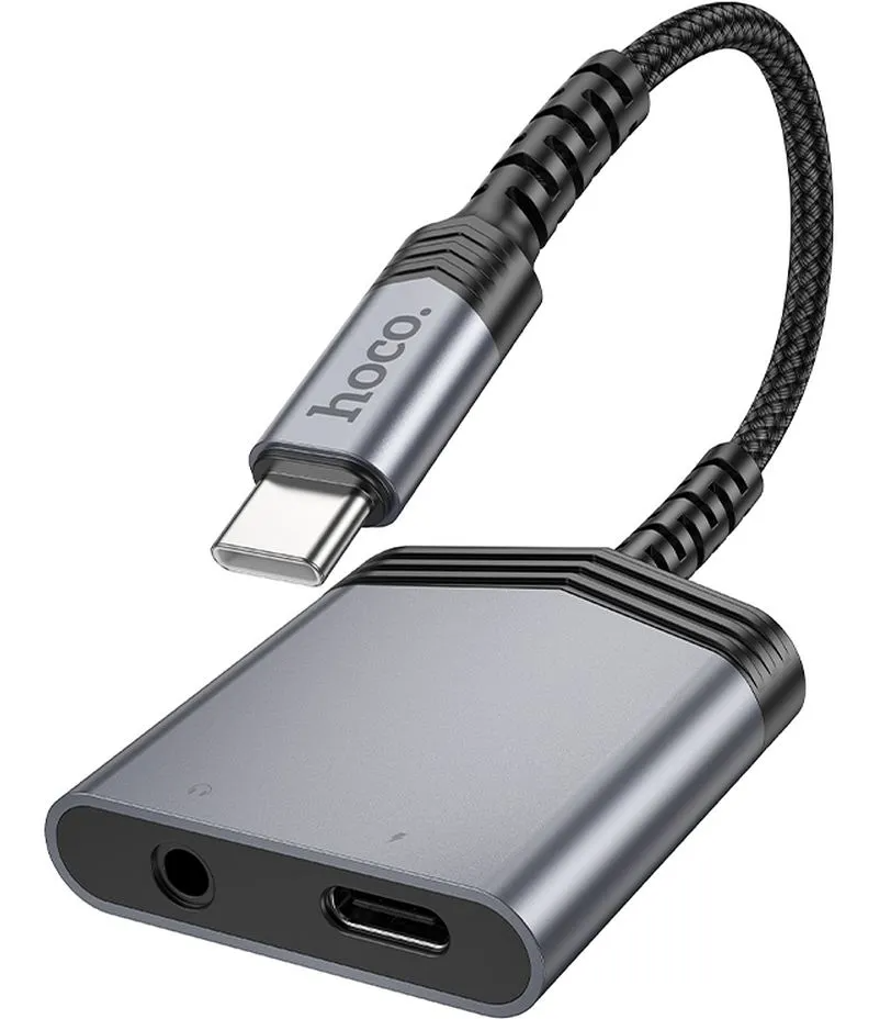 USB-C to USB-C / 3.5mm HOCO LS39 Audio Adapter, Black