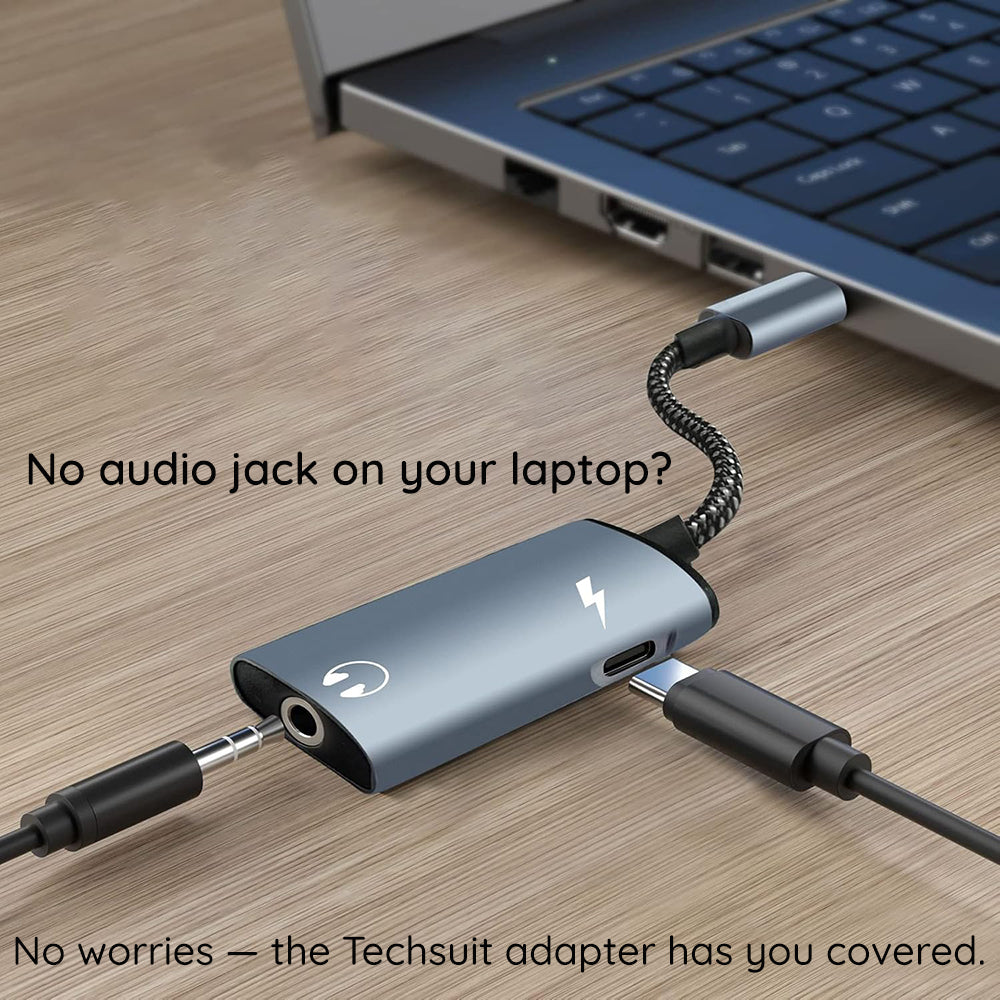 USB-C Audio Adapter - USB-C / 3.5mm Techsuit AC22 AcustiCore, Gray