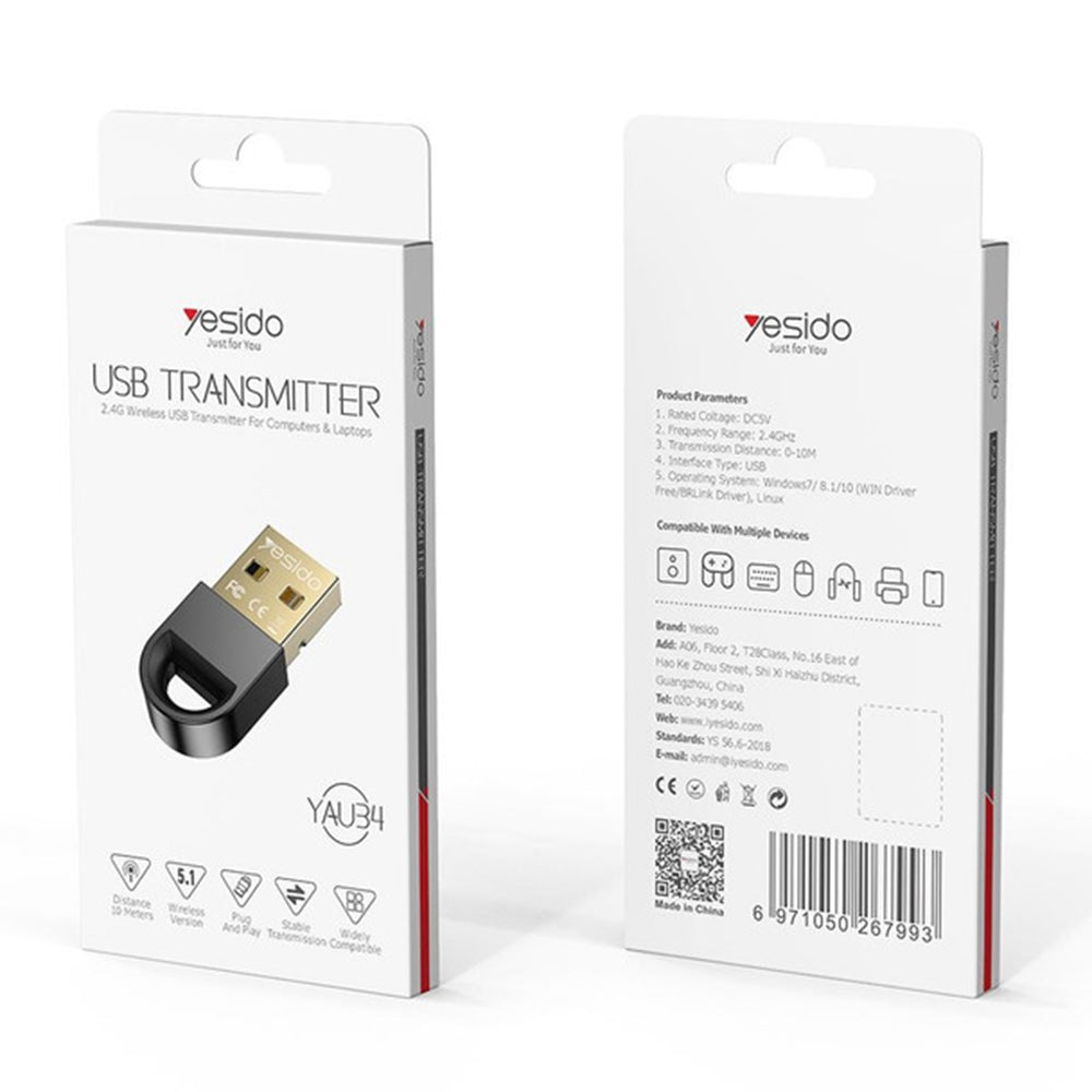 USB Bluetooth Adapter Yesido YAU34, Black