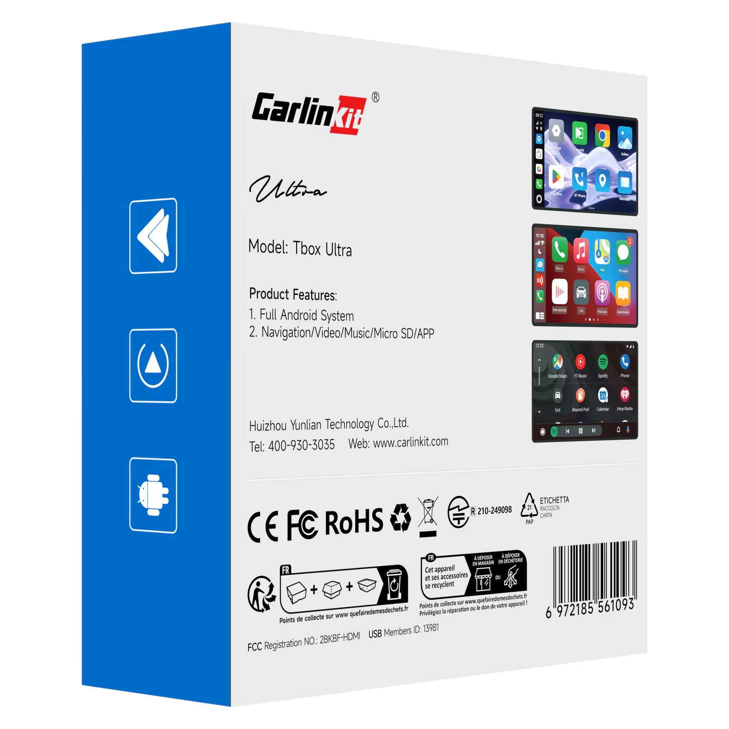 Carplay / Android Auto Wireless Adapter Carlinkit TBox Ultra 2 for Apple iPhone / Android Series, 8GB RAM / 128GB, 5G