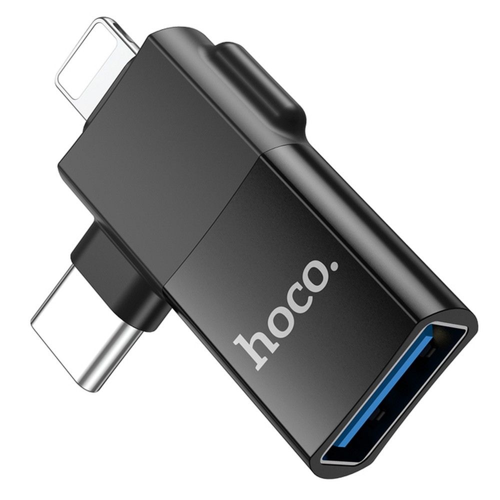 OTG Adapter USB-C / Lightning to USB-A HOCO UA17, Black