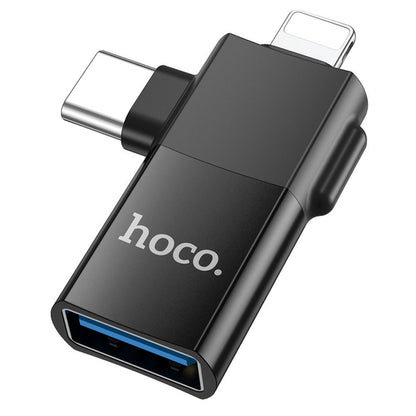 OTG Adapter USB-C / Lightning to USB-A HOCO UA17, Black