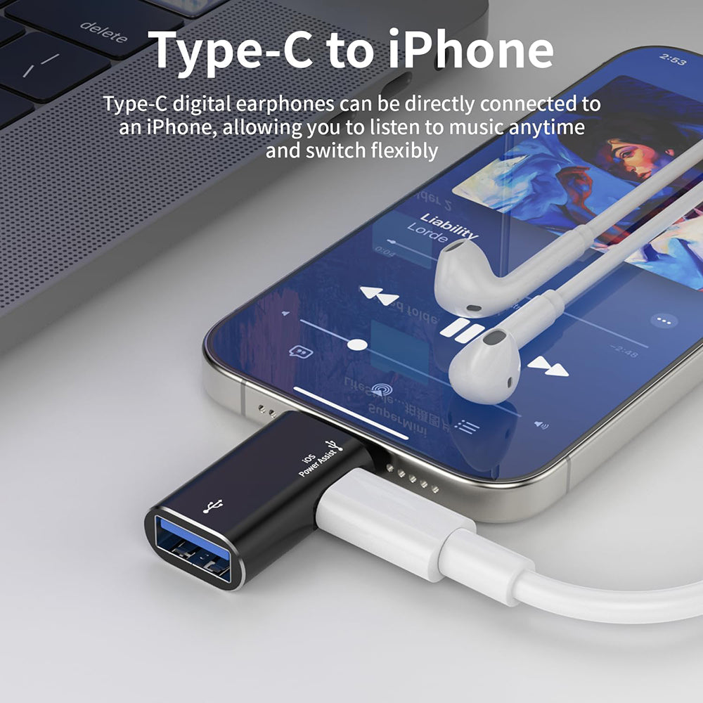 OTG Lightning - USB-A Techsuit A18 AluVoltX Adapter, Black