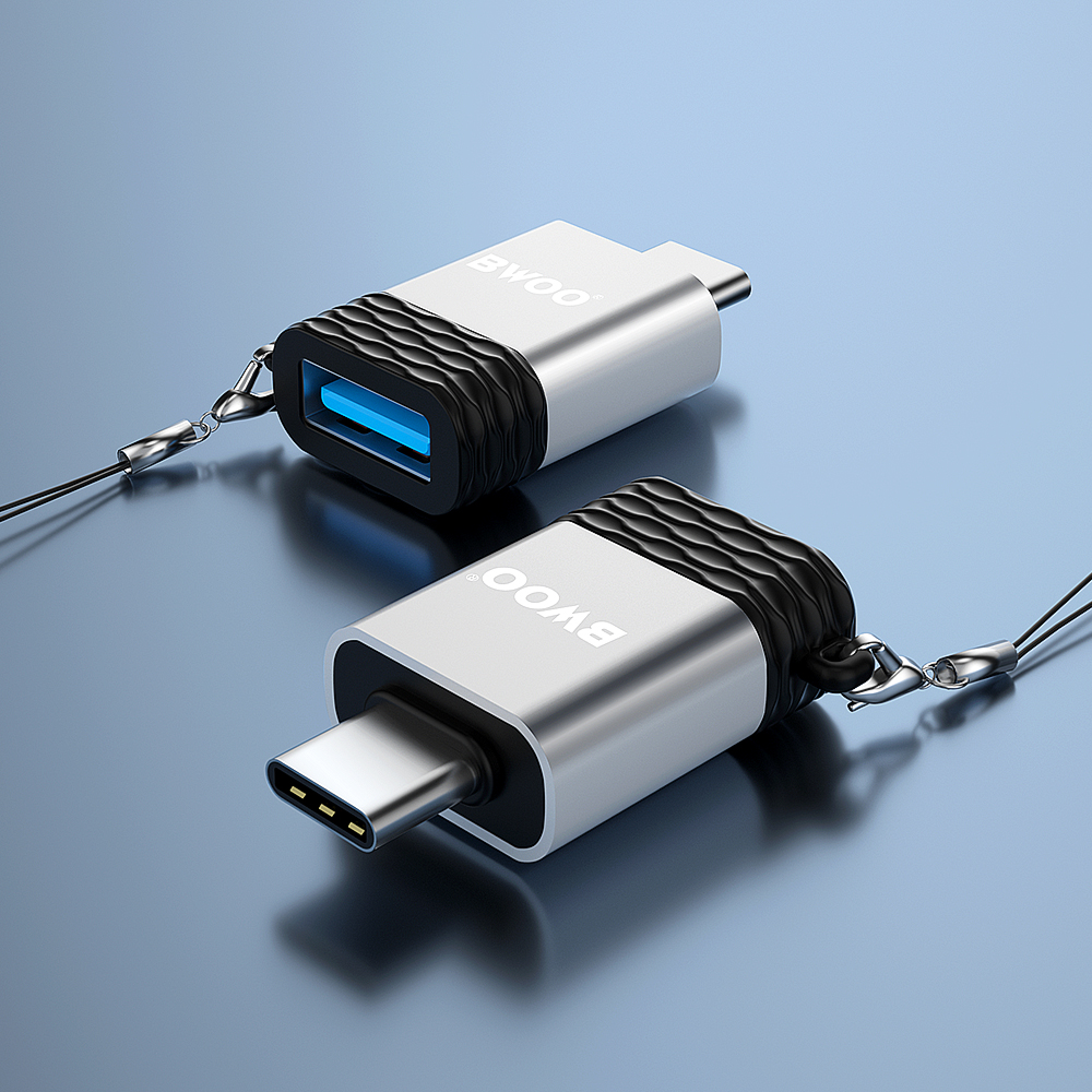OTG USB-A - USB-C Adapter BWOO BZ-35, Gray