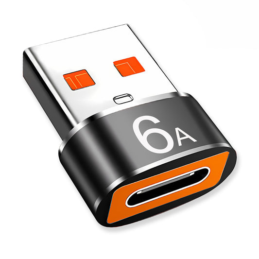 USB-C to USB-A Data and Charging Adapter Techsuit A4 HyperPort, Black Orange