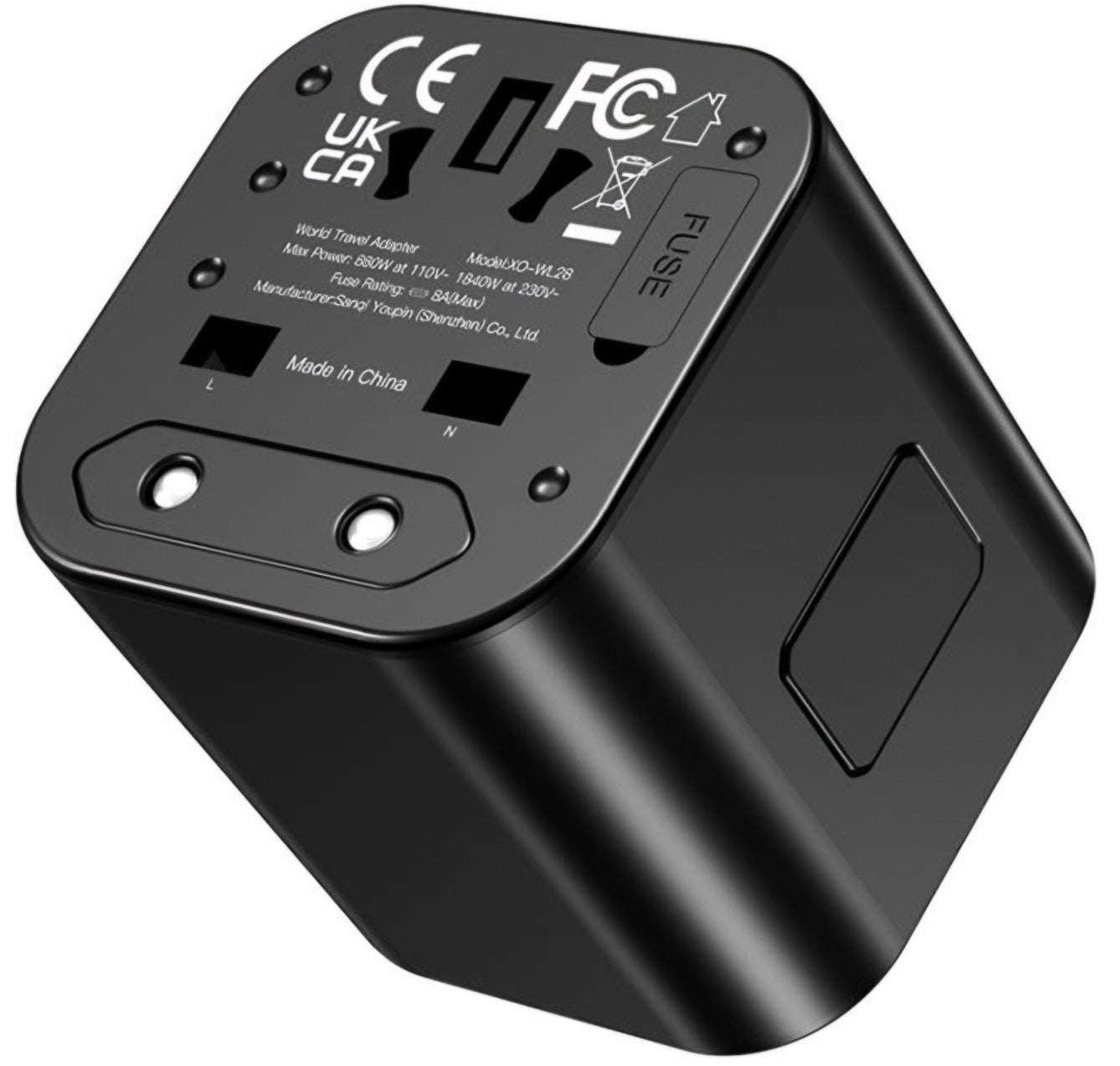 XO Design WL28 Travel Network Adapter US / UK / AU / CN / EU, Black