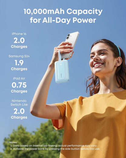 Anker Zolo External Battery, 10000mAh, 35W, QC + PD, 1 x USB-A - 2 x USB-C, Black A1680H12