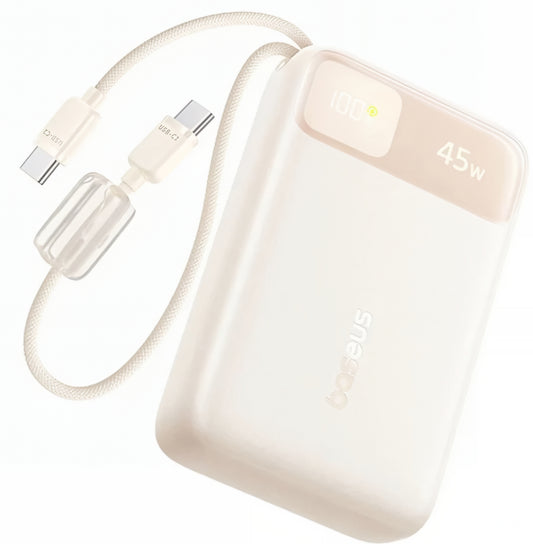 Baseus EnerFill FC11 External Battery, 20000mAh, 45W, QC + PD, 1 x USB-A - 3 x USB-C, Beige E0031101
