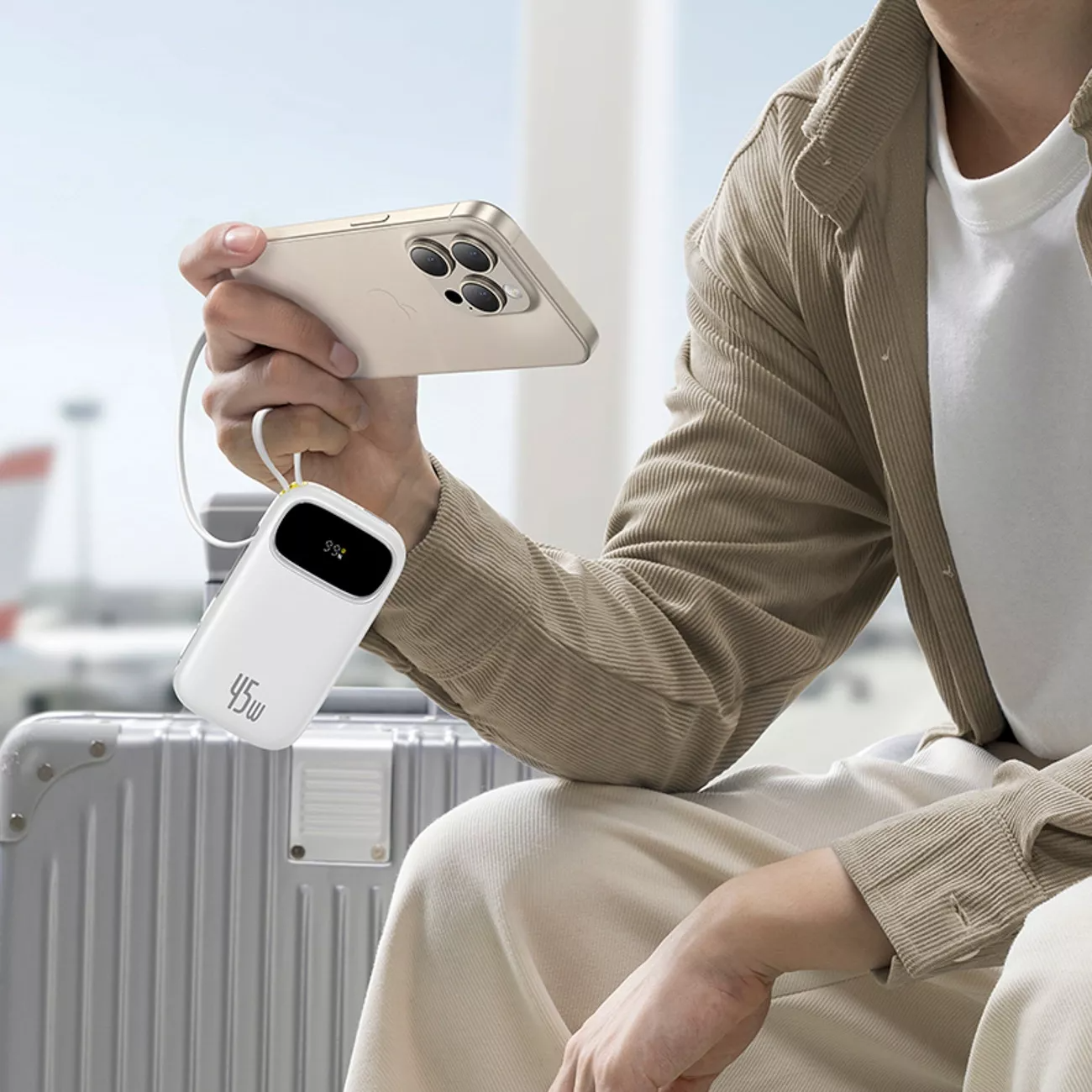 Baseus EnerFill FC31 External Battery, 20000mAh, 45W, QC + PD, 1 x Lightning - 1 x USB-A - 2 x USB-C, White P10082105213-00