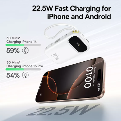 Baseus EnerFill FC31 External Battery, 10000mAh, 22.5W, QC + PD, 1 x Lightning - 1 x USB-A - 2 x USB-C, White P10082106213-00