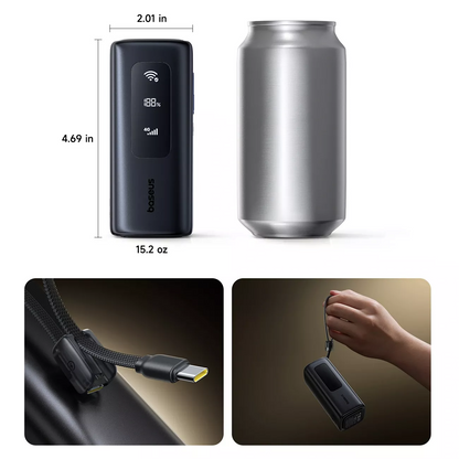 Baseus EnerGeek GX11 External Battery, 20000mAh, 67W, QC + PD, 1 x USB-A - 2 x USB-C, Black E0025701