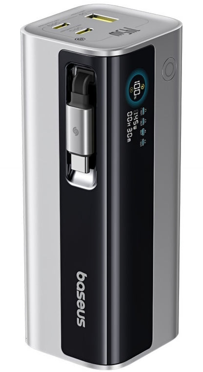 Baseus EnerGeek GR11 External Battery, 20000mAh, 145W, QC + PD, 1 x USB-A - 3 x USB-C, Silver E0027B02