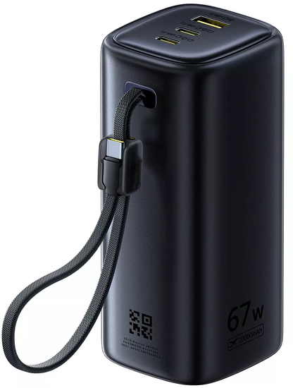 Baseus EnerGeek GX11 External Battery, 20000mAh, 67W, QC + PD, 1 x USB-A - 2 x USB-C, Black E0025701