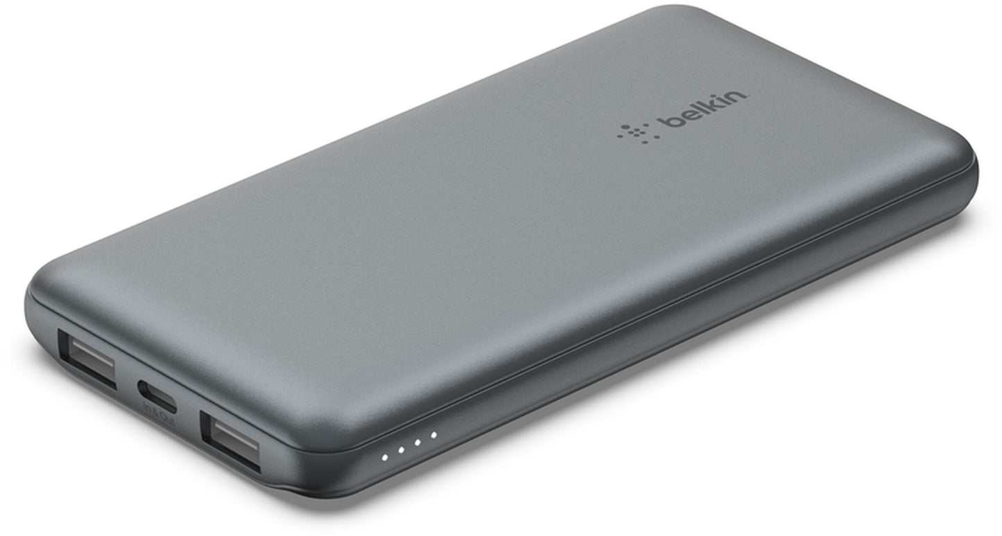 Belkin BoostCharge External Battery, 10000mAh, 15W, 1 x USB-C - 2 x USB-A, Gray BPB011btGY