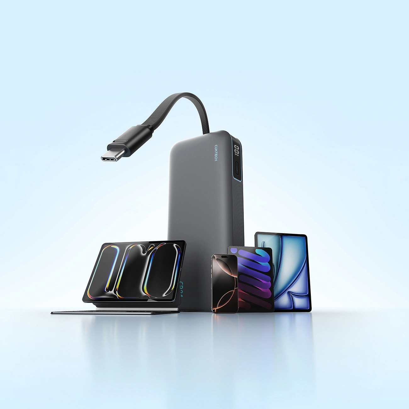 Cuktech LPB200N External Battery, 20000mAh, 40W, QC + PD, 1 x USB-A - 2 x USB-C, Black