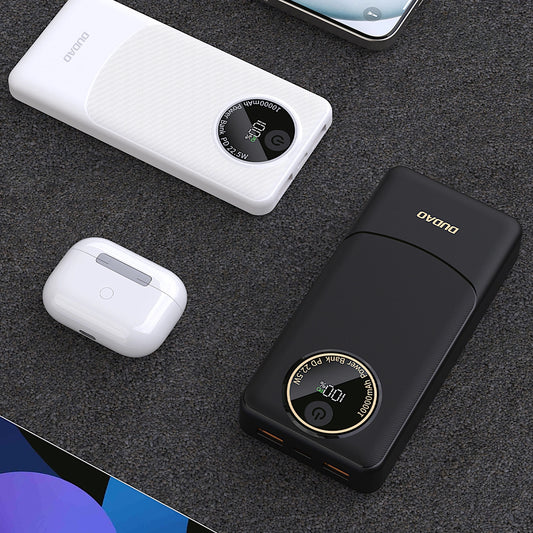 Dudao K12 External Battery, 10000mAh, 22.5W, QC + PD, 1 x USB-C - 2 x USB-A, White