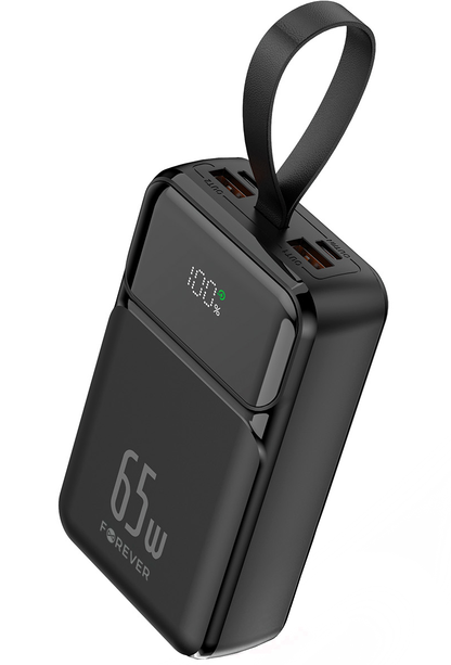Forever TB-400 External Battery, 20000mAh, 65W, QC + PD, 2 x USB-A - 2 x USB-C, Black