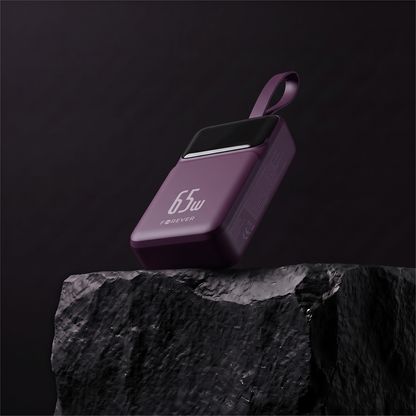 Forever Vibe-TB65 External Battery, 20000mAh, 65W, QC + PD, 2 x USB-A - 2 x USB-C, Burgundy