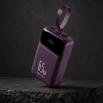 Forever Vibe-TB65 External Battery, 20000mAh, 65W, QC + PD, 2 x USB-A - 2 x USB-C, Burgundy