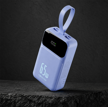 Forever Vibe-TB65 External Battery, 20000mAh, 65W, QC + PD, 2 x USB-A - 2 x USB-C, Blue