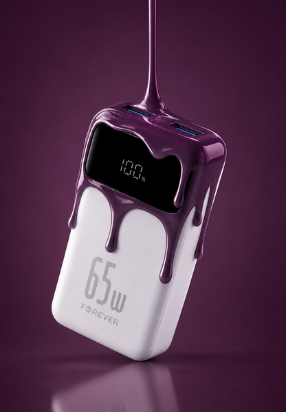 Forever Vibe-TB65 External Battery, 20000mAh, 65W, QC + PD, 2 x USB-A - 2 x USB-C, Burgundy