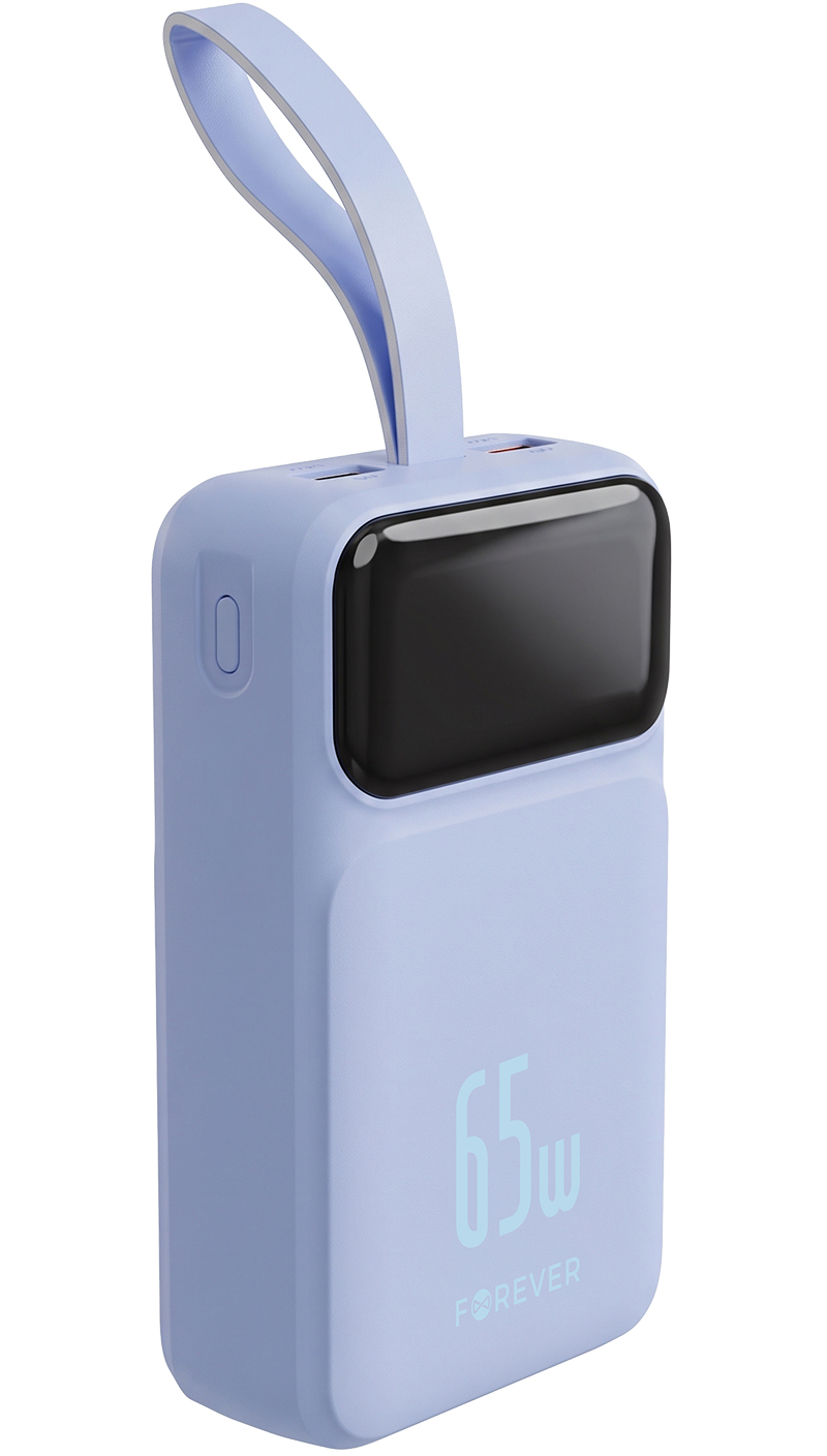 Forever Vibe-TB65 External Battery, 20000mAh, 65W, QC + PD, 2 x USB-A - 2 x USB-C, Blue