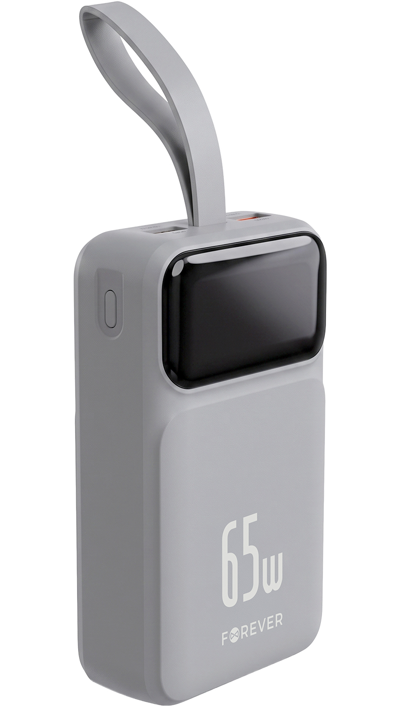Forever Vibe-TB65 External Battery, 20000mAh, 65W, QC + PD, 2 x USB-A - 2 x USB-C, Gray