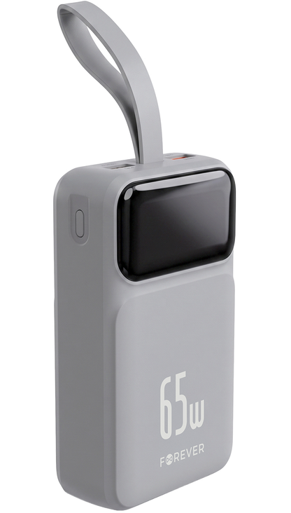 Forever Vibe-TB65 External Battery, 20000mAh, 65W, QC + PD, 2 x USB-A - 2 x USB-C, Gray