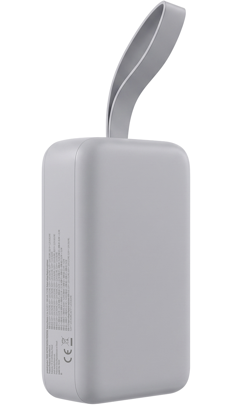 Forever Vibe-TB65 External Battery, 20000mAh, 65W, QC + PD, 2 x USB-A - 2 x USB-C, Gray