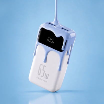 Forever Vibe-TB65 External Battery, 20000mAh, 65W, QC + PD, 2 x USB-A - 2 x USB-C, Blue